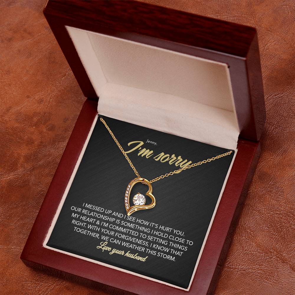 To My Sweet Heart - I Messed Up - Personalized Forever Love Necklace - Midnight Marble