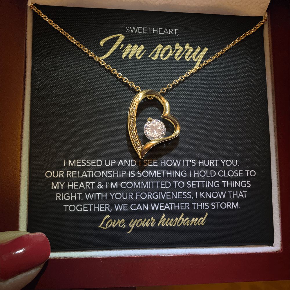 To My Sweet Heart - I Messed Up - Forever Love Necklace - Midnight Marble