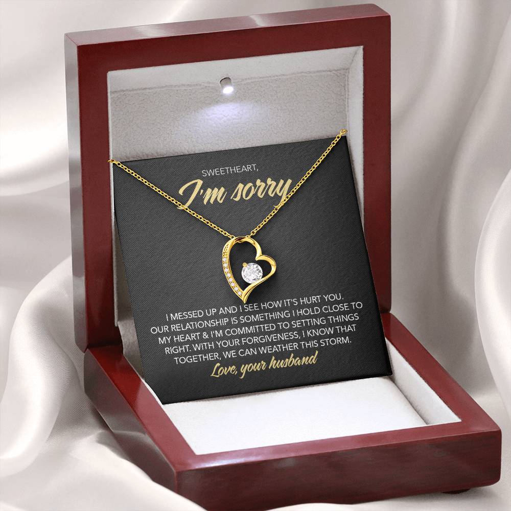 To My Sweet Heart - I Messed Up - Forever Love Necklace - Midnight Marble