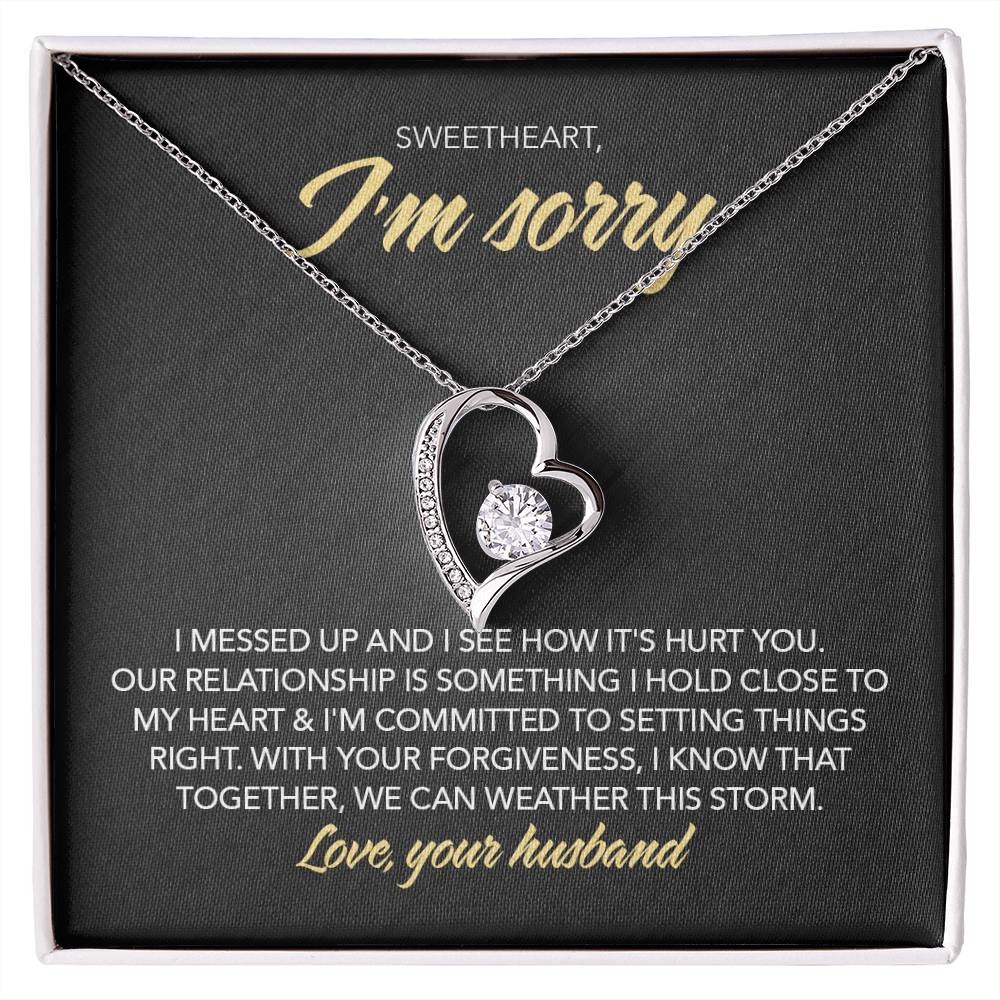 To My Sweet Heart - I Messed Up - Forever Love Necklace - Midnight Marble