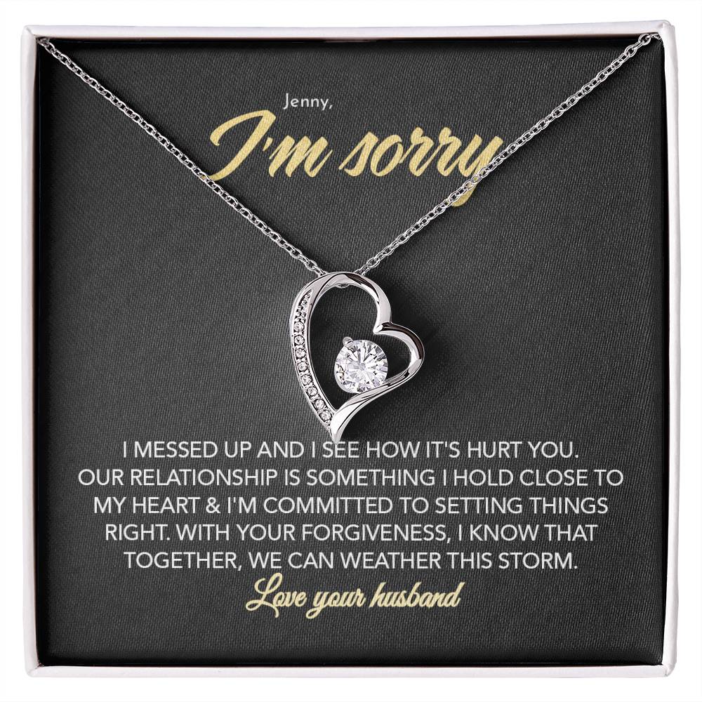 To My Sweet Heart - I Messed Up - Personalized Forever Love Necklace - Midnight Marble