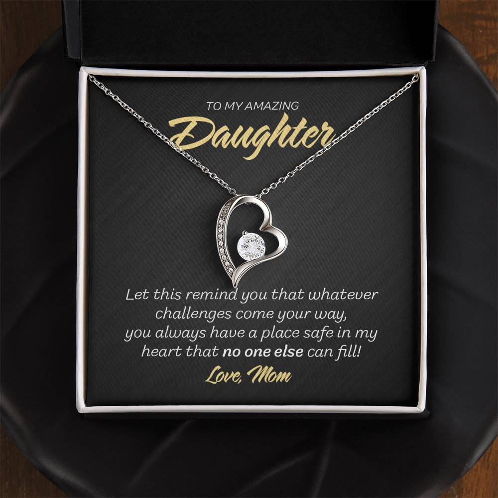 To My Daughter from Mom - Forever Love Necklace - No one else - Marble Black