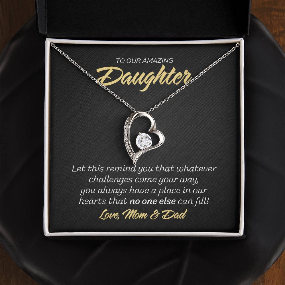 To Our Daughter - Forever Love Necklace - No one else - Marble Black