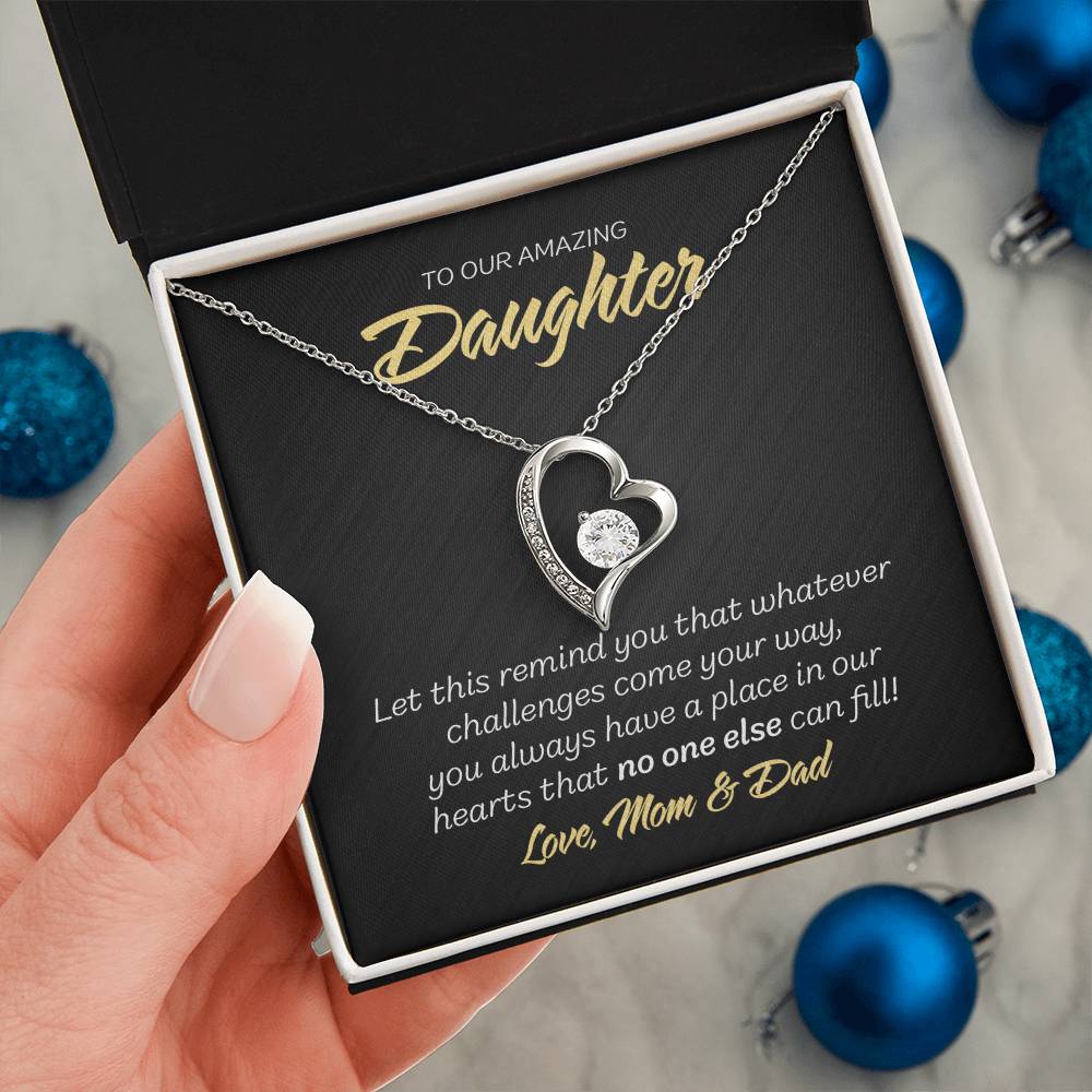 To Our Daughter - Forever Love Necklace - No one else - Marble Black