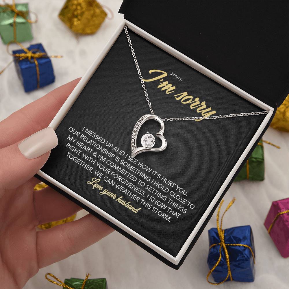 To My Sweet Heart - I Messed Up - Personalized Forever Love Necklace - Midnight Marble