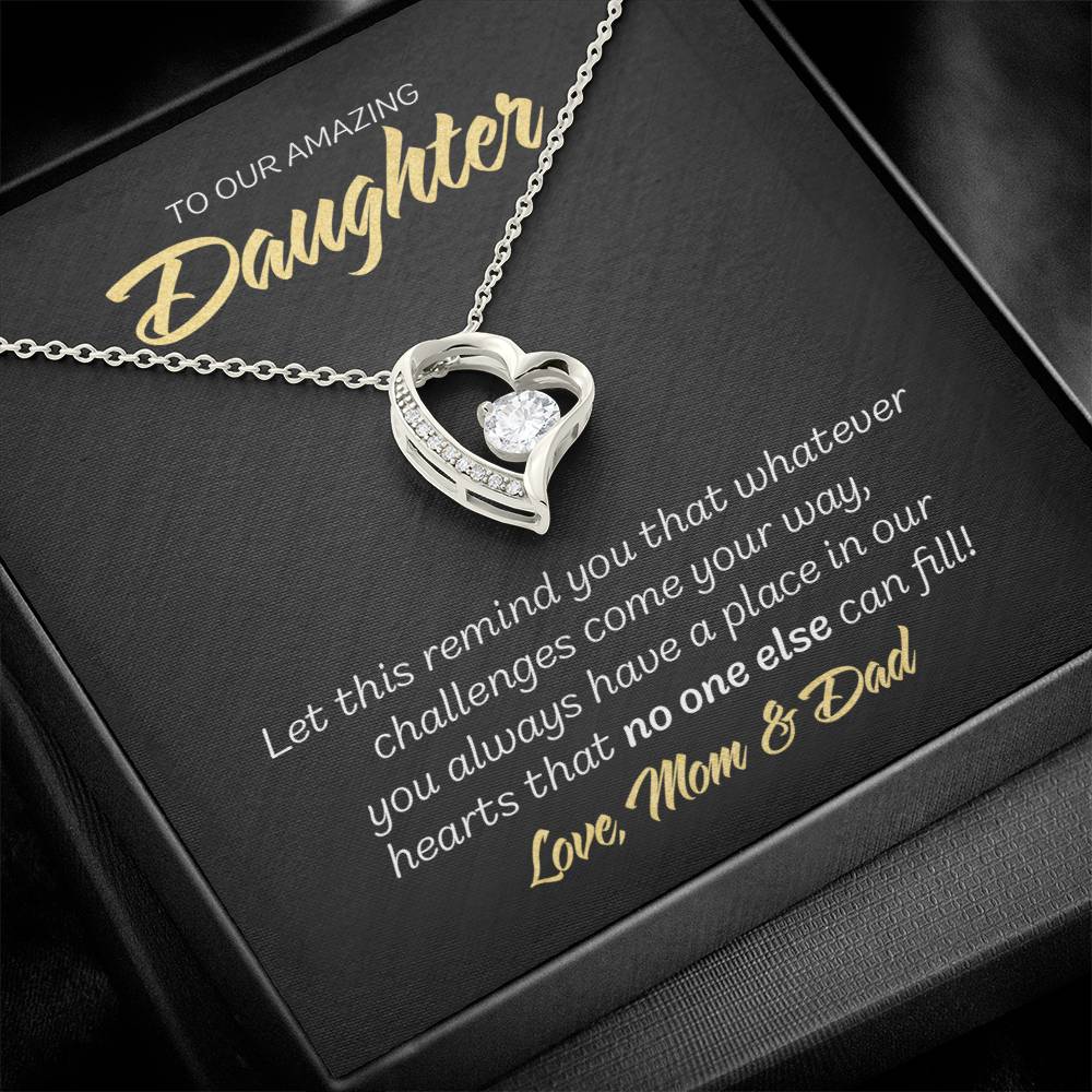 To Our Daughter - Forever Love Necklace - No one else - Marble Black