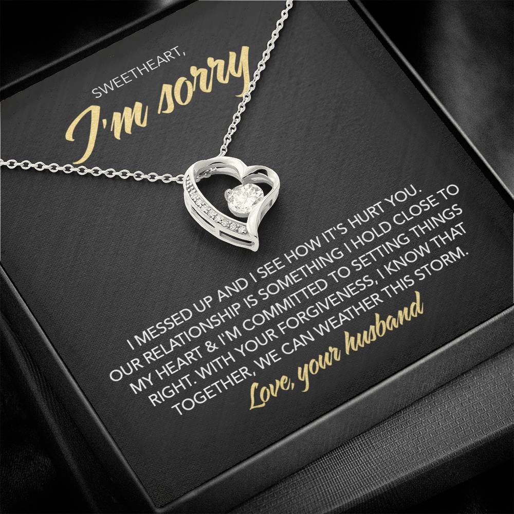 To My Sweet Heart - I Messed Up - Forever Love Necklace - Midnight Marble