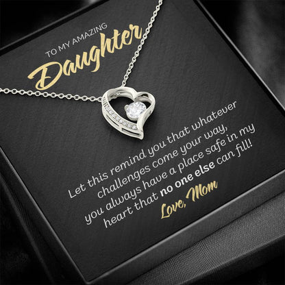 To My Daughter from Mom - Forever Love Necklace - No one else - Marble Black