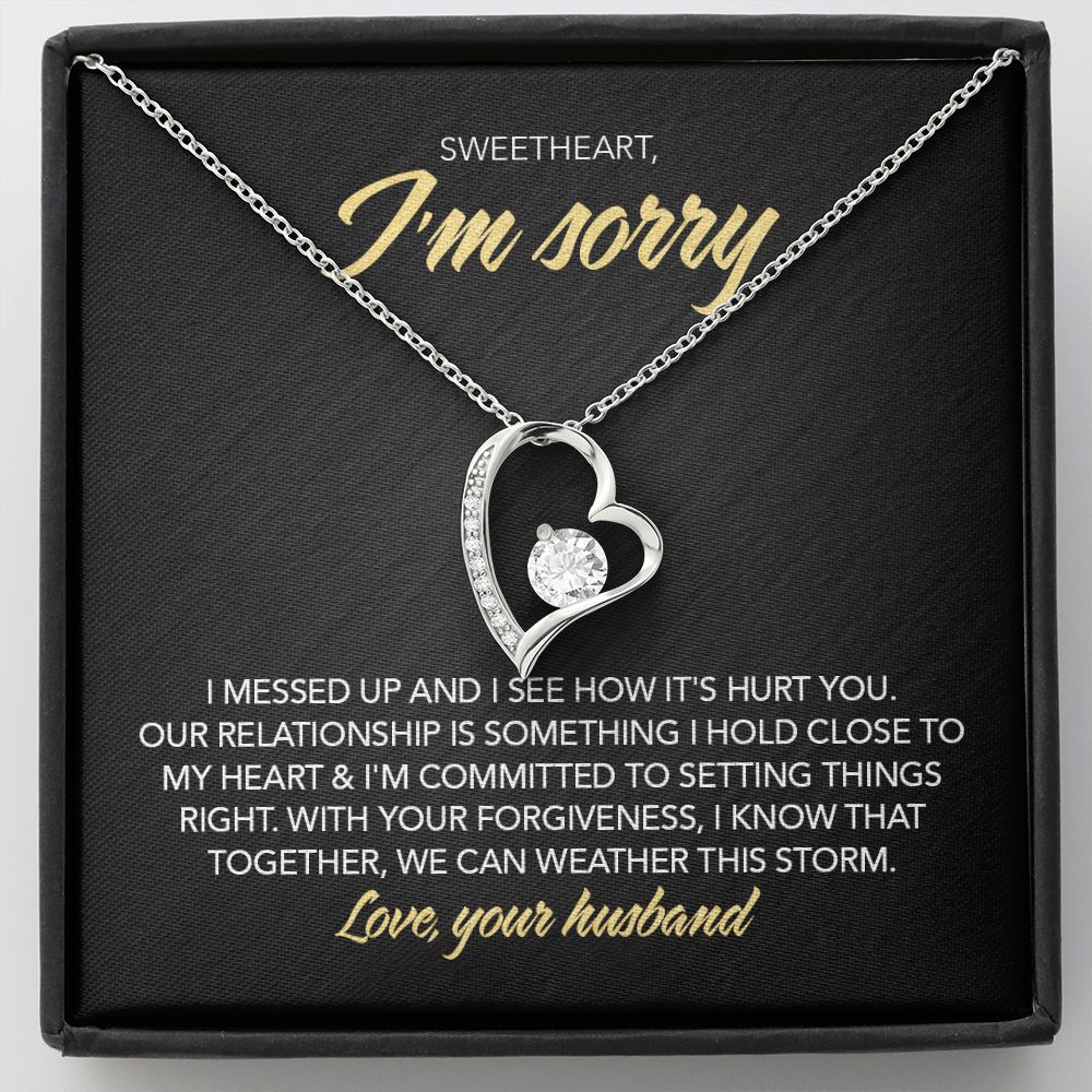 To My Sweet Heart - I Messed Up - Forever Love Necklace - Midnight Marble