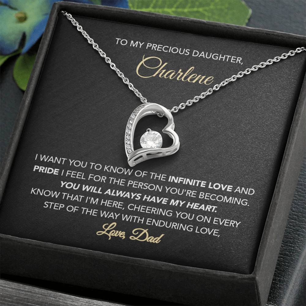 Personalized Gift for Daughter - Forever Love Necklace - Infinite Love & Pride - Marble Black