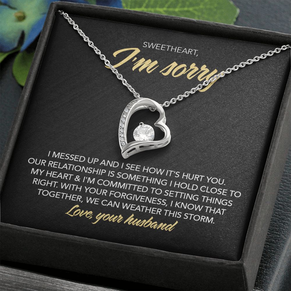 To My Sweet Heart - I Messed Up - Forever Love Necklace - Midnight Marble