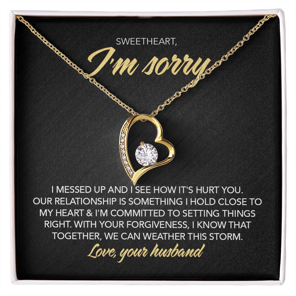 To My Sweet Heart - I Messed Up - Forever Love Necklace - Midnight Marble