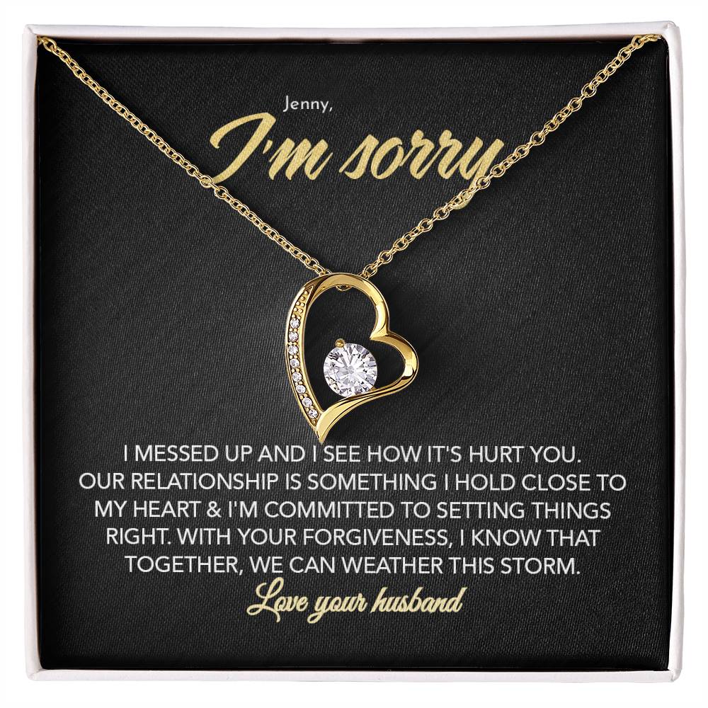 To My Sweet Heart - I Messed Up - Personalized Forever Love Necklace - Midnight Marble