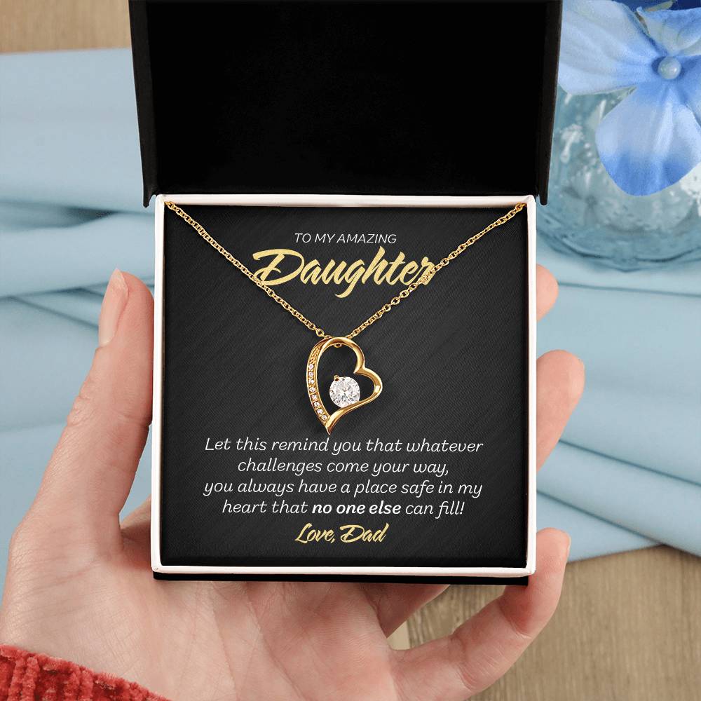 To My Daughter from Dad - Forever Love Necklace - No one else - Marble Black