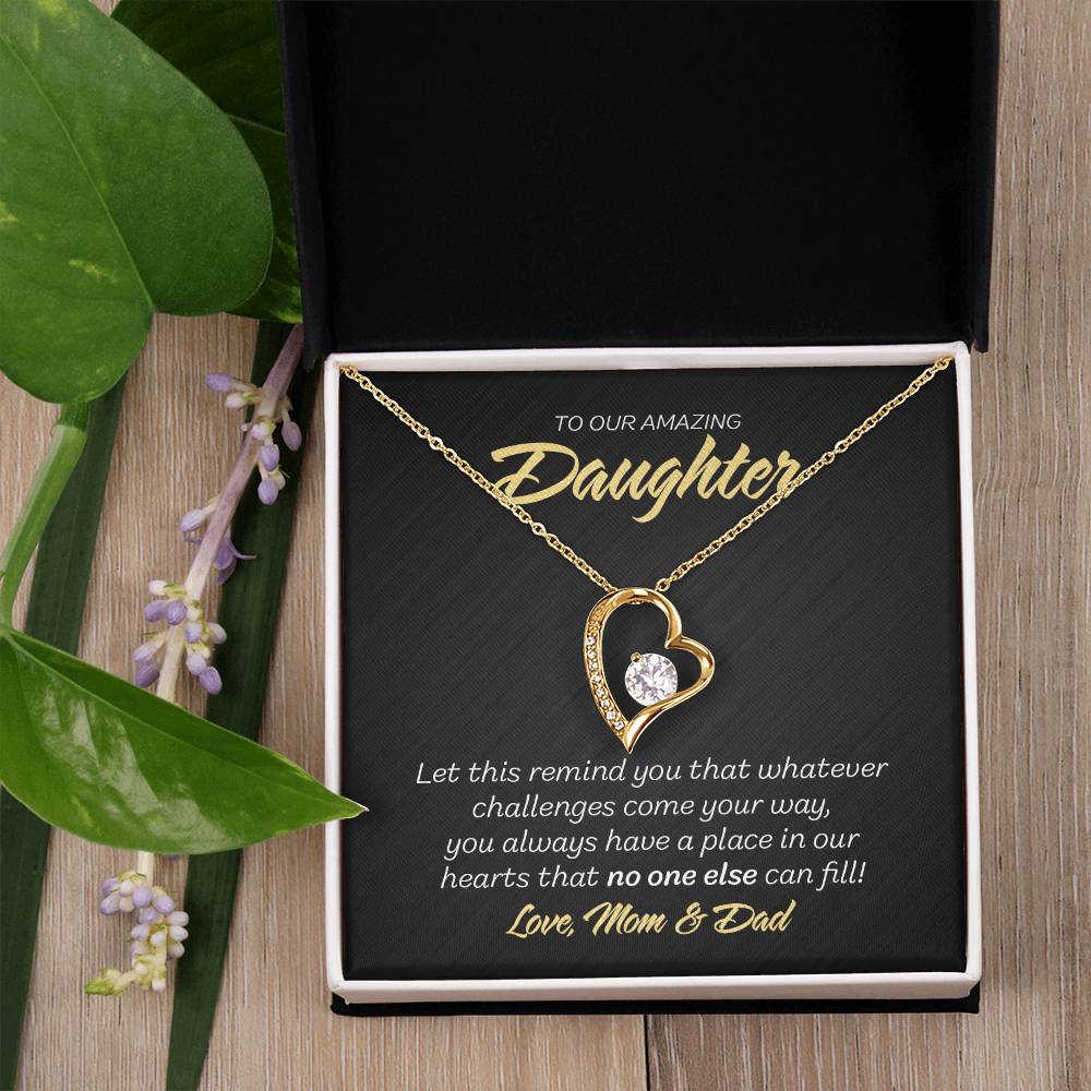 To Our Daughter - Forever Love Necklace - No one else - Marble Black