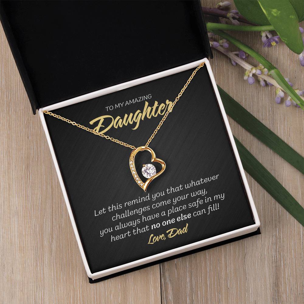 To My Daughter from Dad - Forever Love Necklace - No one else - Marble Black