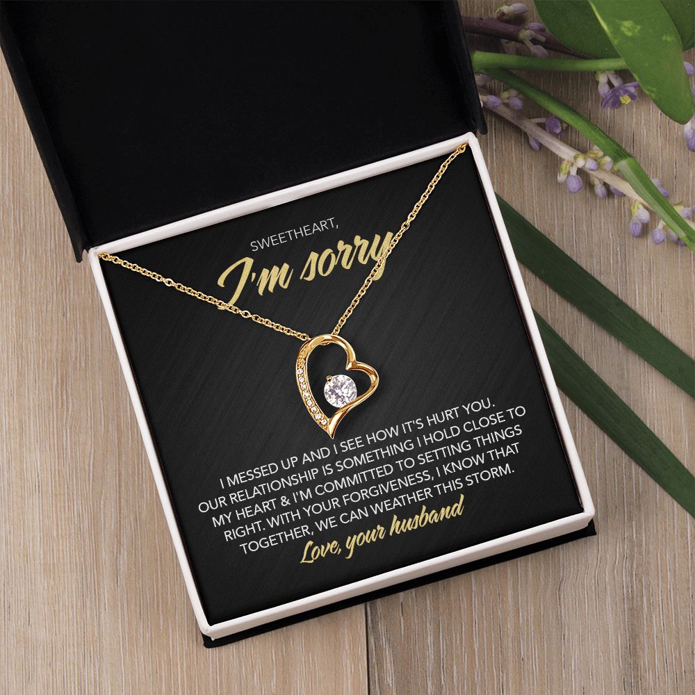 To My Sweet Heart - I Messed Up - Forever Love Necklace - Midnight Marble