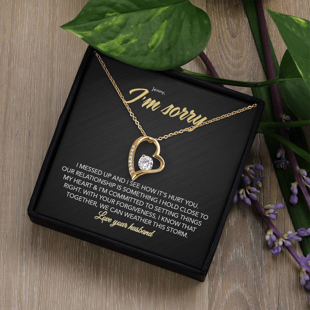 To My Sweet Heart - I Messed Up - Personalized Forever Love Necklace - Midnight Marble