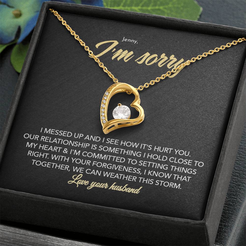 To My Sweet Heart - I Messed Up - Personalized Forever Love Necklace - Midnight Marble