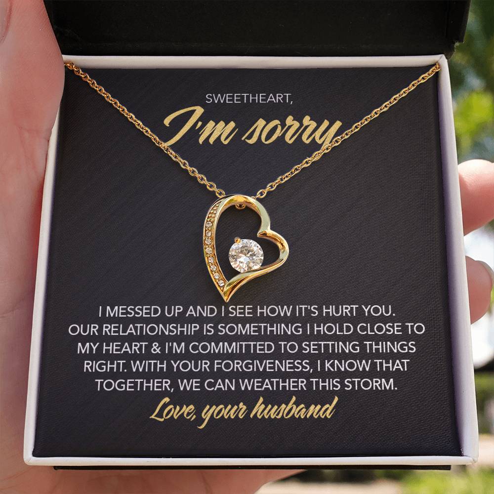 To My Sweet Heart - I Messed Up - Forever Love Necklace - Midnight Marble