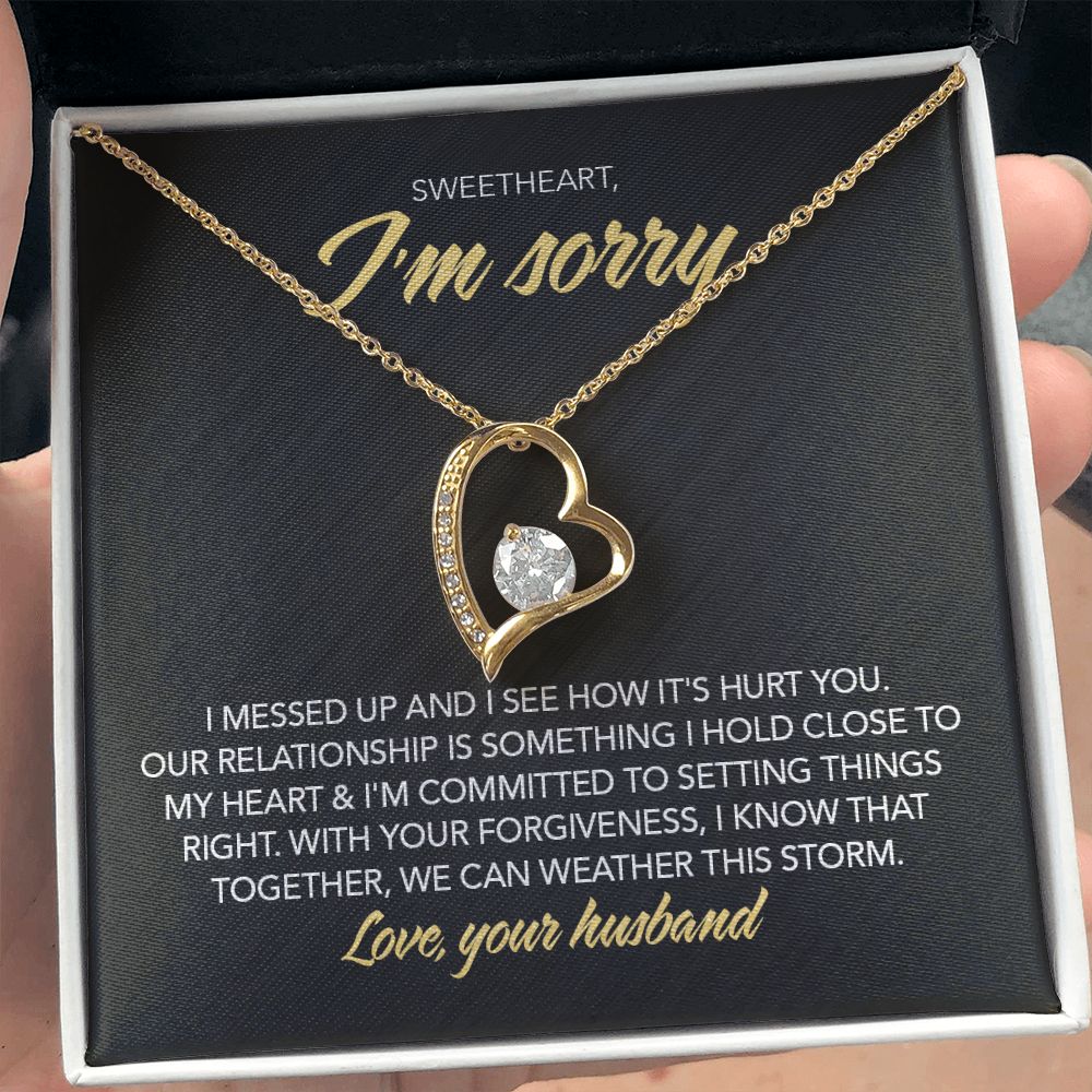 To My Sweet Heart - I Messed Up - Forever Love Necklace - Midnight Marble