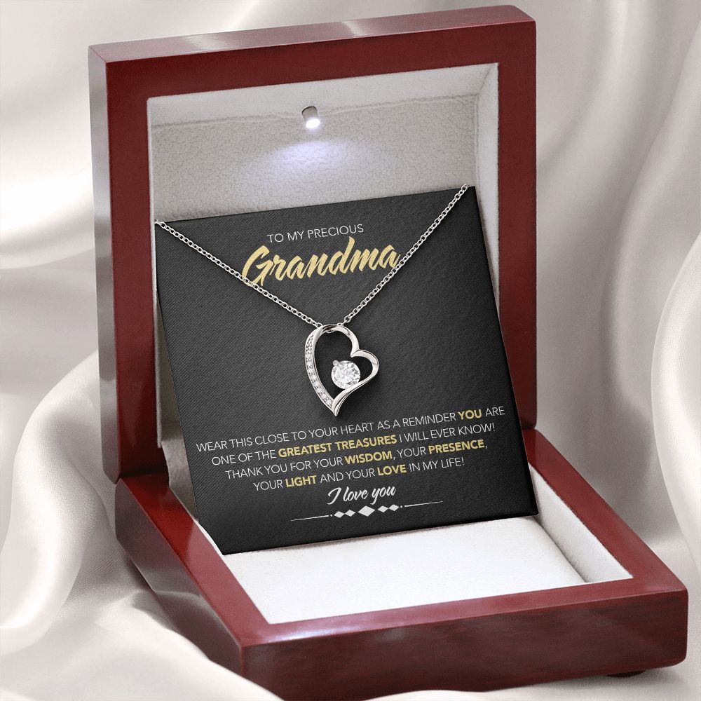 To My Grandmother - Forever Love Necklace - Greatest Treasure - Midnight Marble