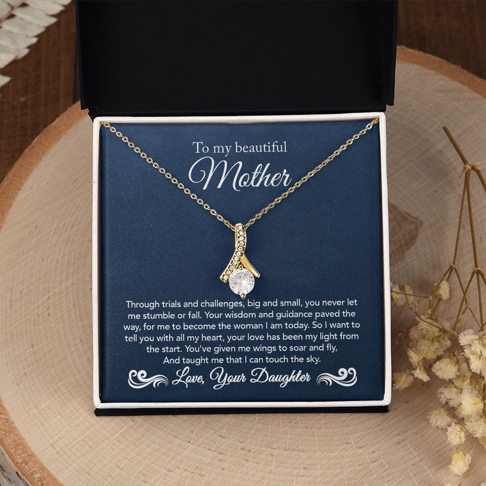 To My Mother Gift Alluring Beauty Necklace Message Card Gift from Daughter to Mom Gift - Touch The Sky - Navy