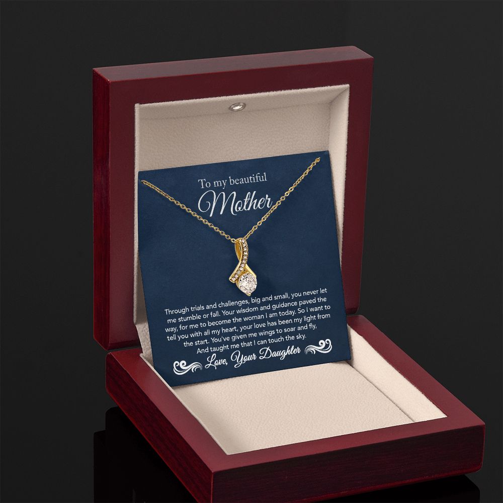 To My Mother Gift Alluring Beauty Necklace Message Card Gift from Daughter to Mom Gift - Touch The Sky - Navy