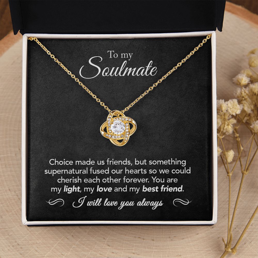 18K Yellow Gold Finish Love Knot Necklace
