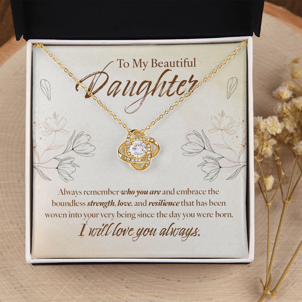 To My Daughter Gift Love Knot Necklace Message Card Gift to Daughter from Mother Gift - Woven - Sandstone