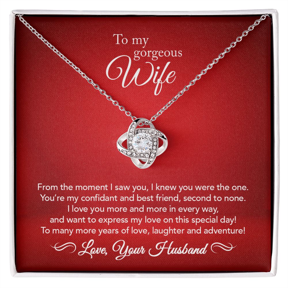 To My Wife - Confidant & Best Friend - Love Knot Necklace - Crimson Message Card