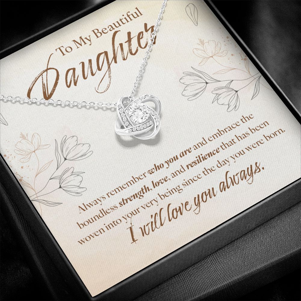 To My Daughter Gift Love Knot Necklace Message Card Gift to Daughter from Mother Gift - Woven - Sandstone
