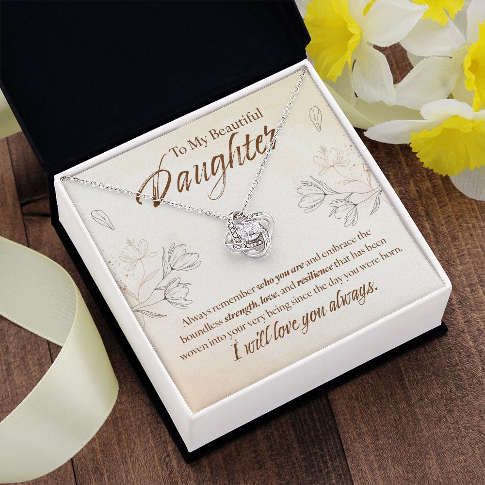 To My Daughter Gift Love Knot Necklace Message Card Gift to Daughter from Mother Gift - Woven - Sandstone