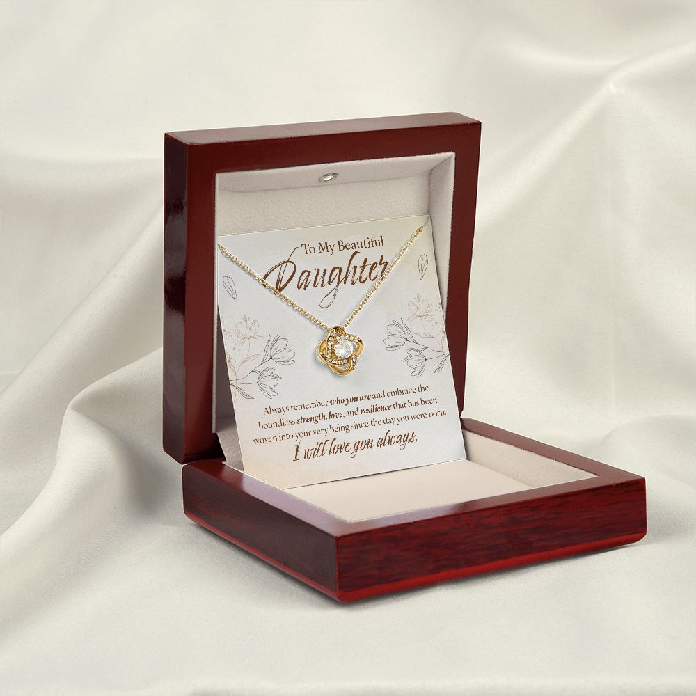 To My Daughter Gift Love Knot Necklace Message Card Gift to Daughter from Mother Gift - Woven - Sandstone
