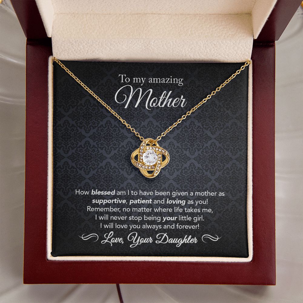 To My Mother Gift Love Knot Necklace Message Card Gift from Daughter to Mom Gift - How Blessed Am I - Midnight Paisley