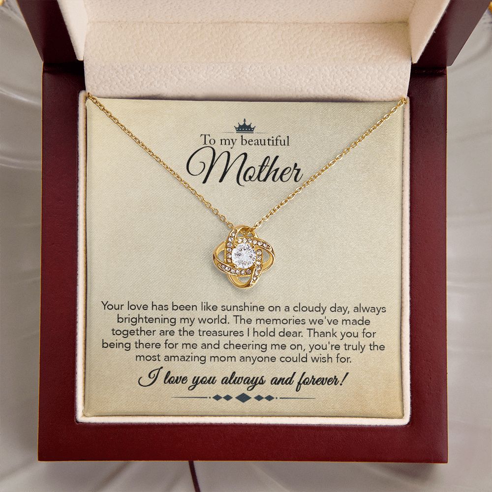 To My Mother Gift Love Knot Necklace Message Card Gift from Daughter or Son to Mom Gift - Your Love Is Like Sunshine - Parchment
