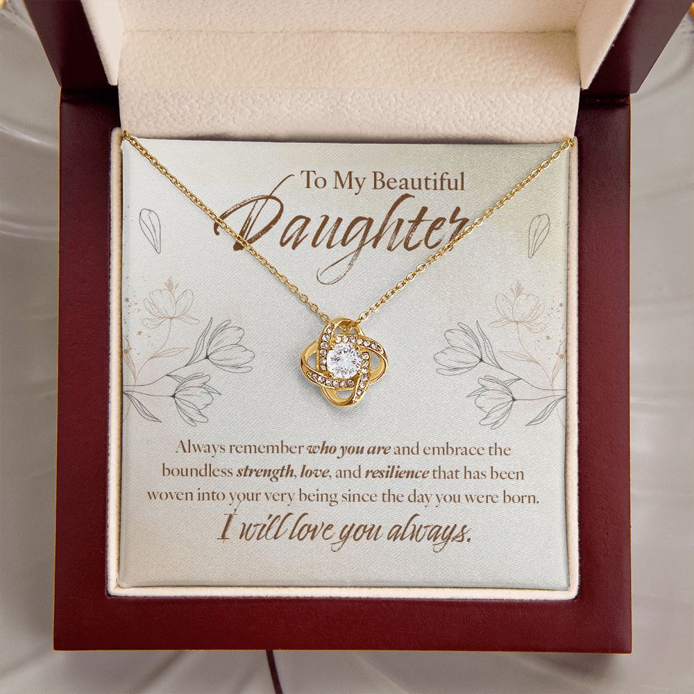 To My Daughter Gift Love Knot Necklace Message Card Gift to Daughter from Mother Gift - Woven - Sandstone