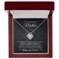 14K White Gold Finish Love Knot Necklace in Mahogany Type Luxury Box with LED as a gift for mom from son