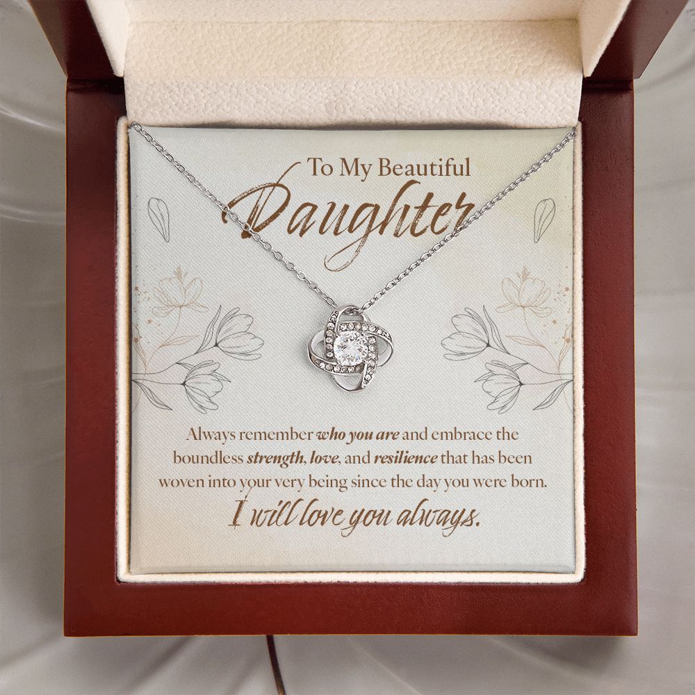 To My Daughter Gift Love Knot Necklace Message Card Gift to Daughter from Mother Gift - Woven - Sandstone