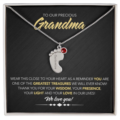 To Our Precious Grandmother - Personalized, Engraved Baby Feet - Greatest Treasure - Midnight Marble