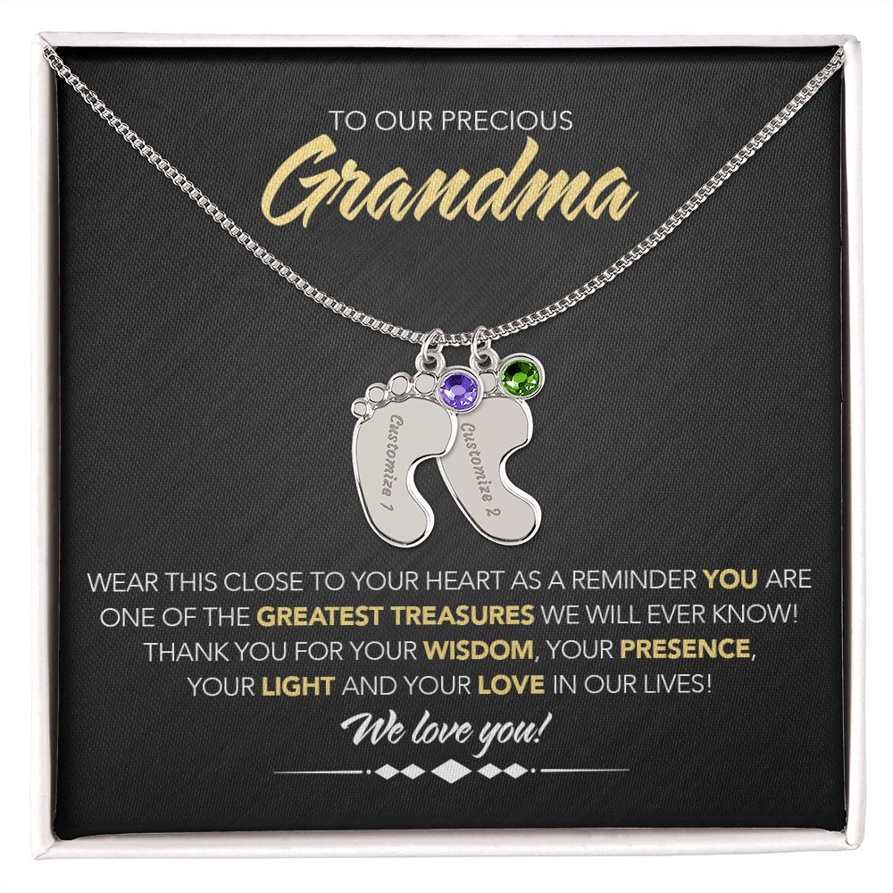 To Our Precious Grandmother - Personalized, Engraved Baby Feet - Greatest Treasure - Midnight Marble
