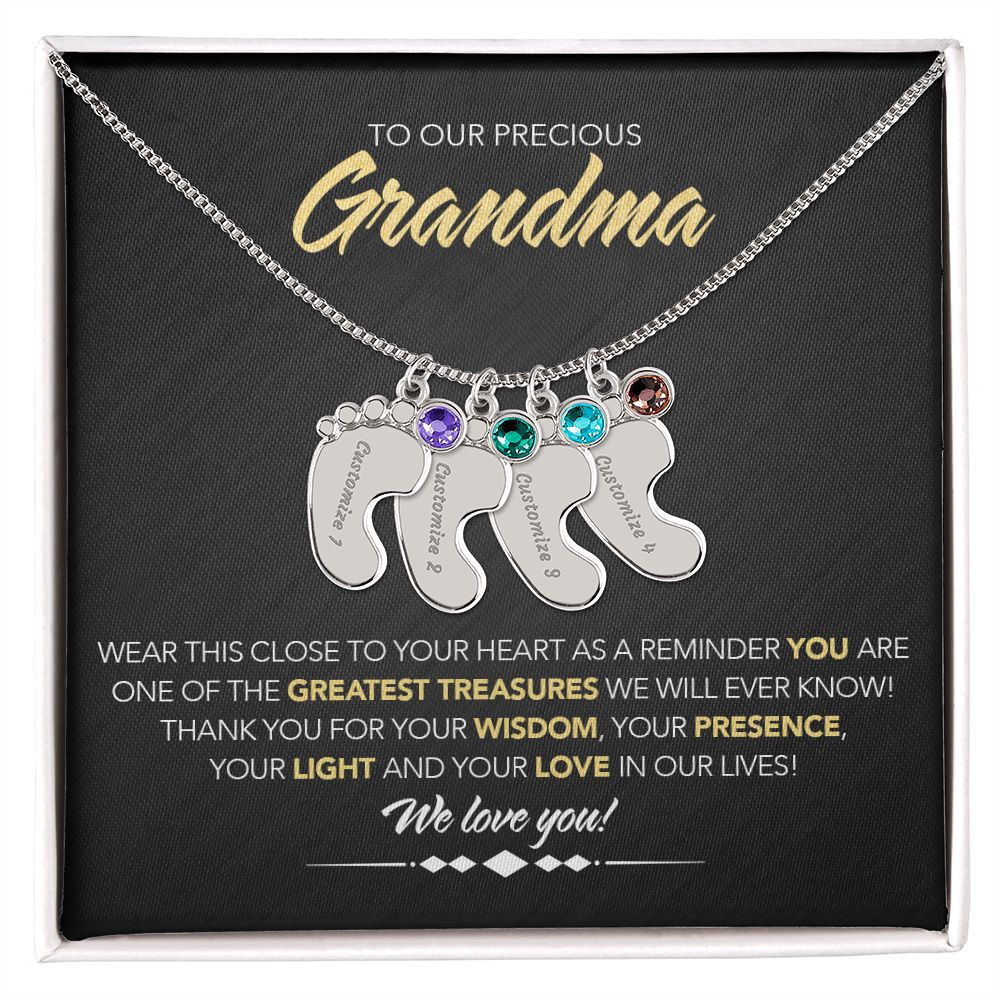 To Our Precious Grandmother - Personalized, Engraved Baby Feet - Greatest Treasure - Midnight Marble
