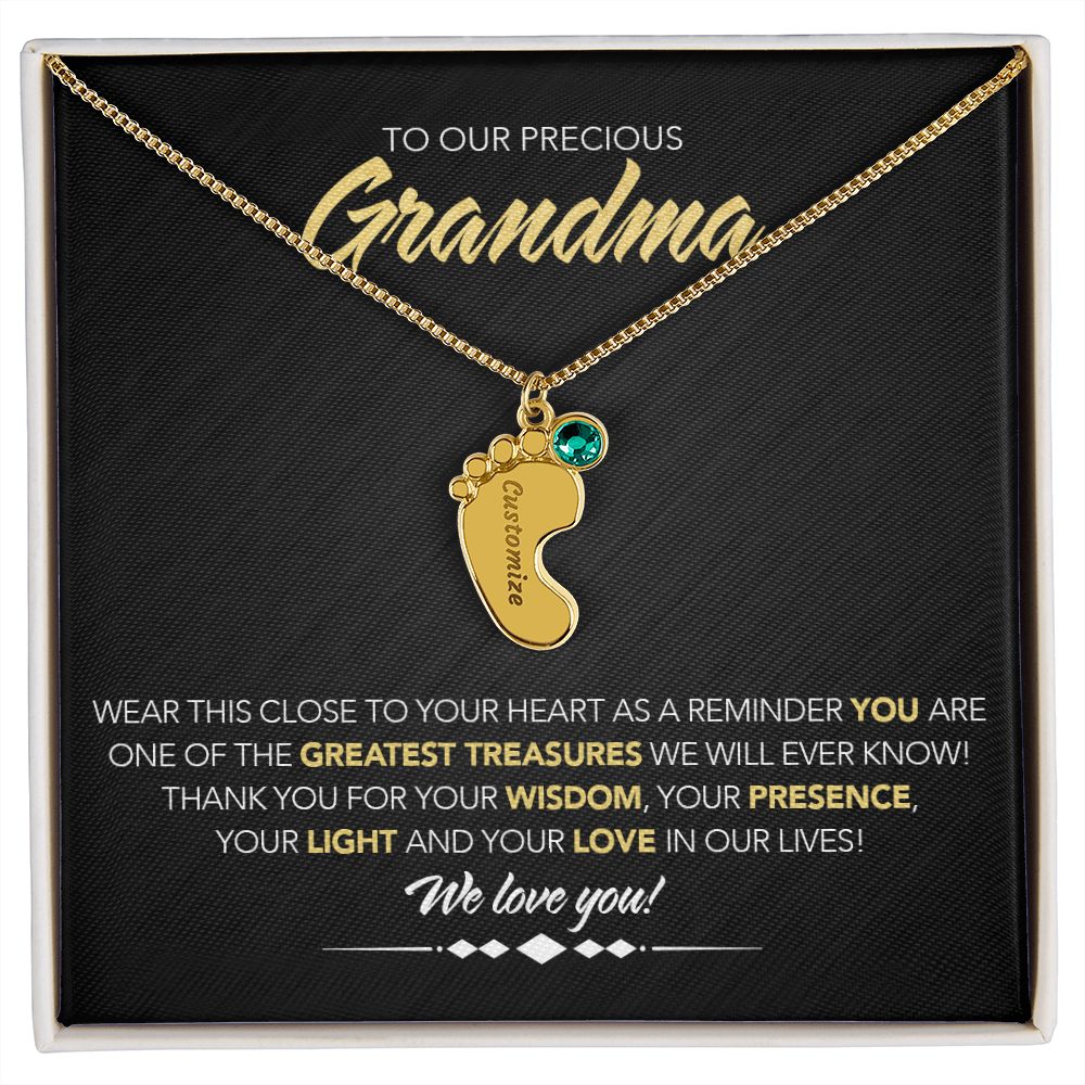 To Our Precious Grandmother - Personalized, Engraved Baby Feet - Greatest Treasure - Midnight Marble