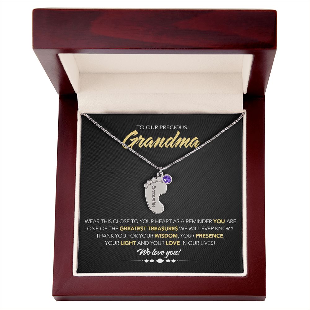 To Our Precious Grandmother - Personalized, Engraved Baby Feet - Greatest Treasure - Midnight Marble