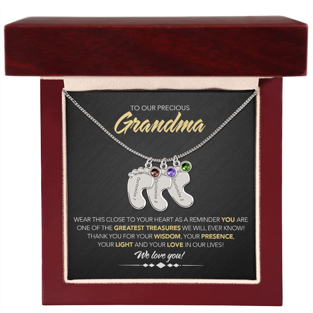 To Our Precious Grandmother - Personalized, Engraved Baby Feet - Greatest Treasure - Midnight Marble