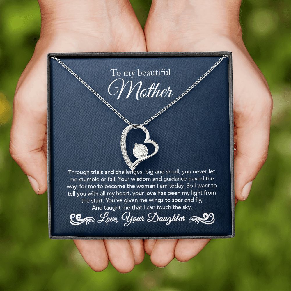To My Mother Gift Forever Love Necklace Message Card Gift from Daughter to Mom Gift - Touch The Sky - Navy
