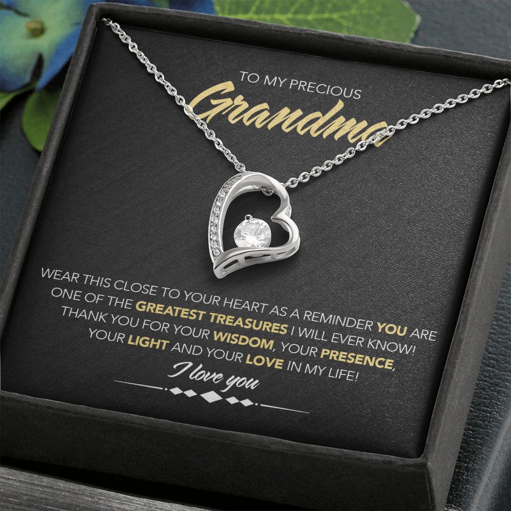 To My Grandmother - Forever Love Necklace - Greatest Treasure - Midnight Marble