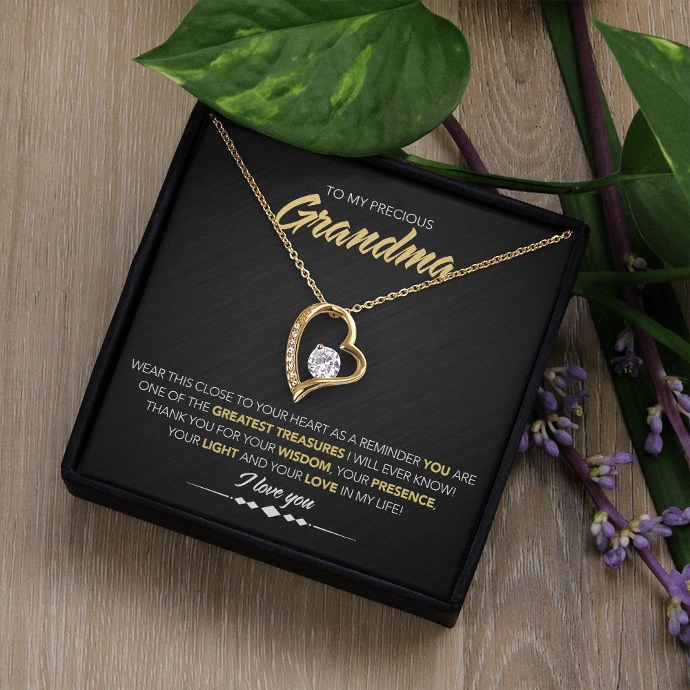 To My Grandmother - Forever Love Necklace - Greatest Treasure - Midnight Marble