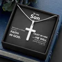 Load image into Gallery viewer, To My Son - Stainless Steel Cross Necklace - Trust In The Lord - Midnight Marble
