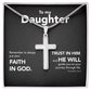 To My Daughter - Stainless Steel Cross Necklace - Trust In The Lord - Midnight Marble